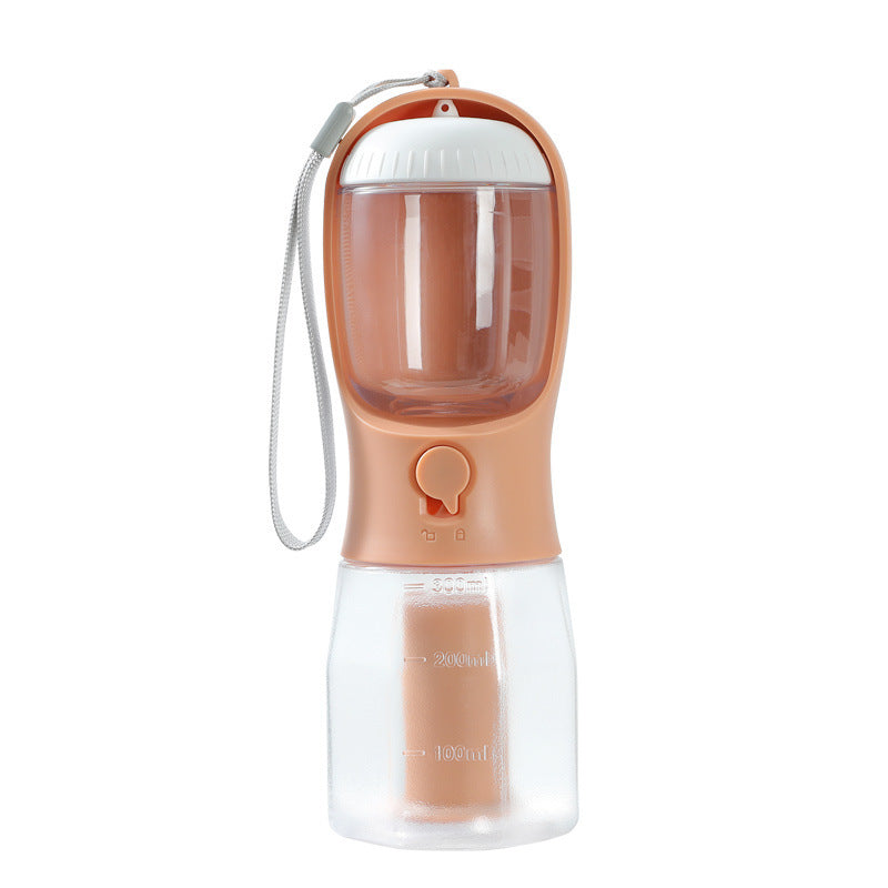 Petdom 3-in-1 Portable Pet Water Bottle with Food Container & Waste Bag Dispenser – For Dogs & Cats