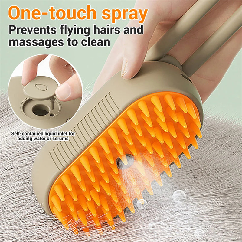 Petdom 3-in-1 Electric Steam Pet Brush – Groom, Detangle & Remove Pet Hair for Cats & Dogs