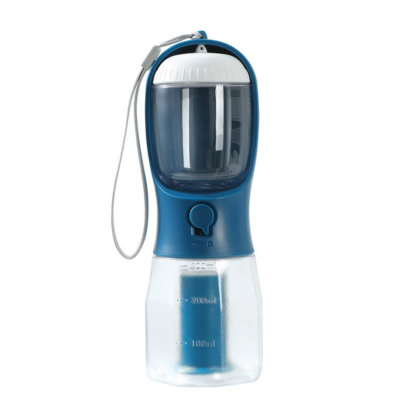 Petdom 3-in-1 Portable Pet Water Bottle with Food Container & Waste Bag Dispenser – For Dogs & Cats
