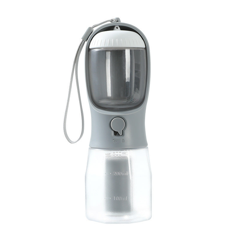Petdom 3-in-1 Portable Pet Water Bottle with Food Container & Waste Bag Dispenser – For Dogs & Cats