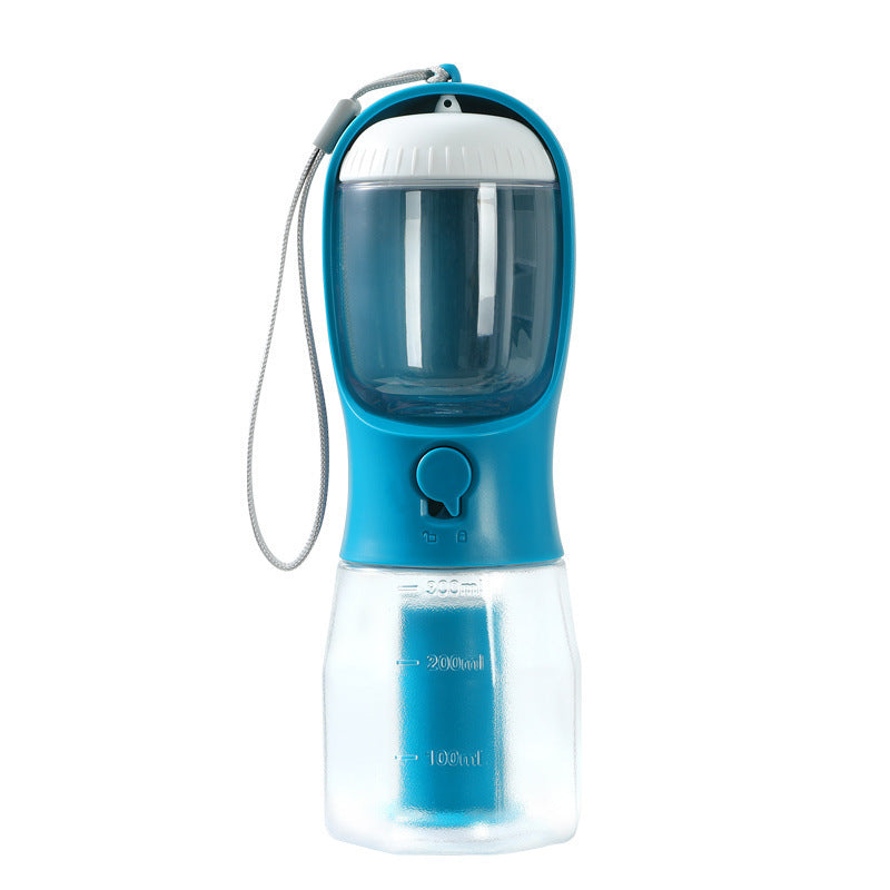 Petdom 3-in-1 Portable Pet Water Bottle with Food Container & Waste Bag Dispenser – For Dogs & Cats