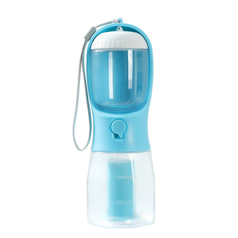 Petdom 3-in-1 Portable Pet Water Bottle with Food Container & Waste Bag Dispenser – For Dogs & Cats