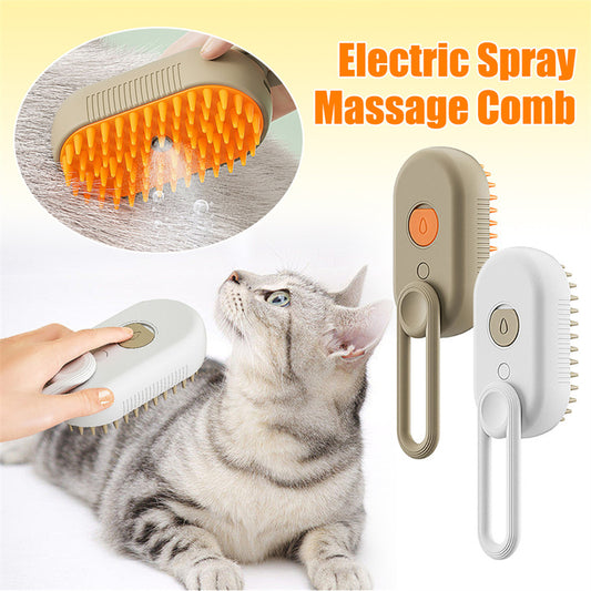 Petdom 3-in-1 Electric Steam Pet Brush – Groom, Detangle & Remove Pet Hair for Cats & Dogs