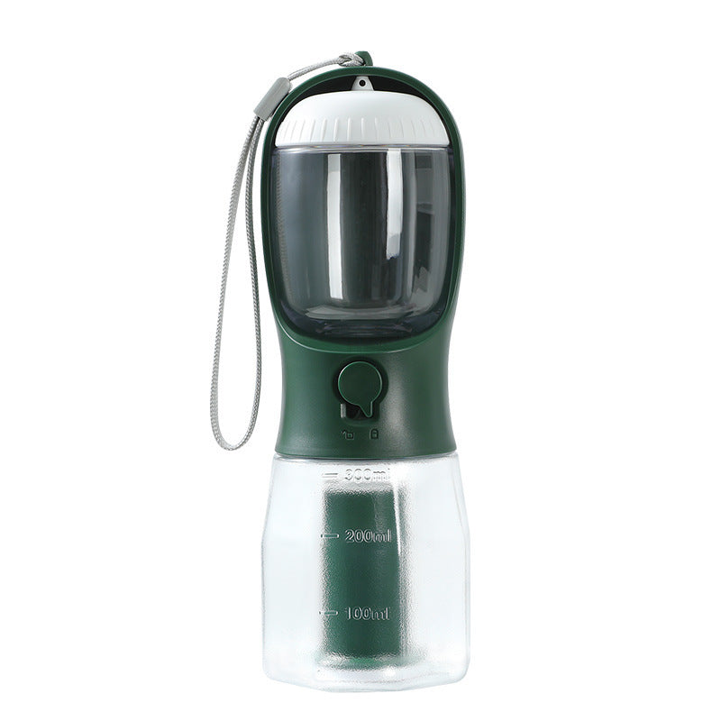 Petdom 3-in-1 Portable Pet Water Bottle with Food Container & Waste Bag Dispenser – For Dogs & Cats