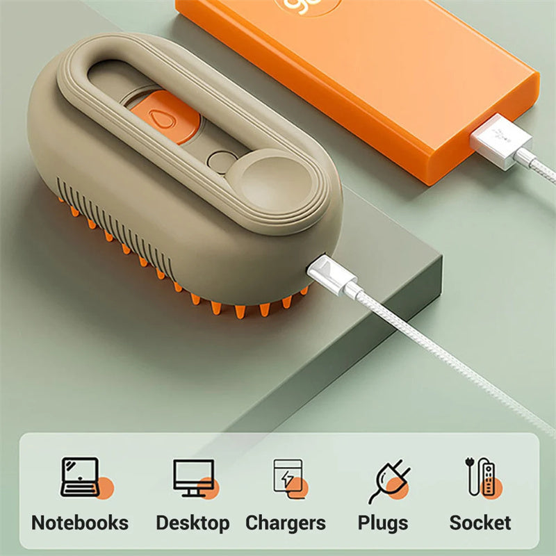 Petdom 3-in-1 Electric Steam Pet Brush – Groom, Detangle & Remove Pet Hair for Cats & Dogs
