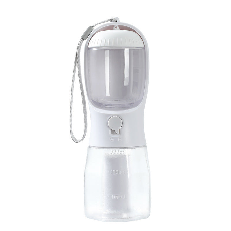 Petdom 3-in-1 Portable Pet Water Bottle with Food Container & Waste Bag Dispenser – For Dogs & Cats