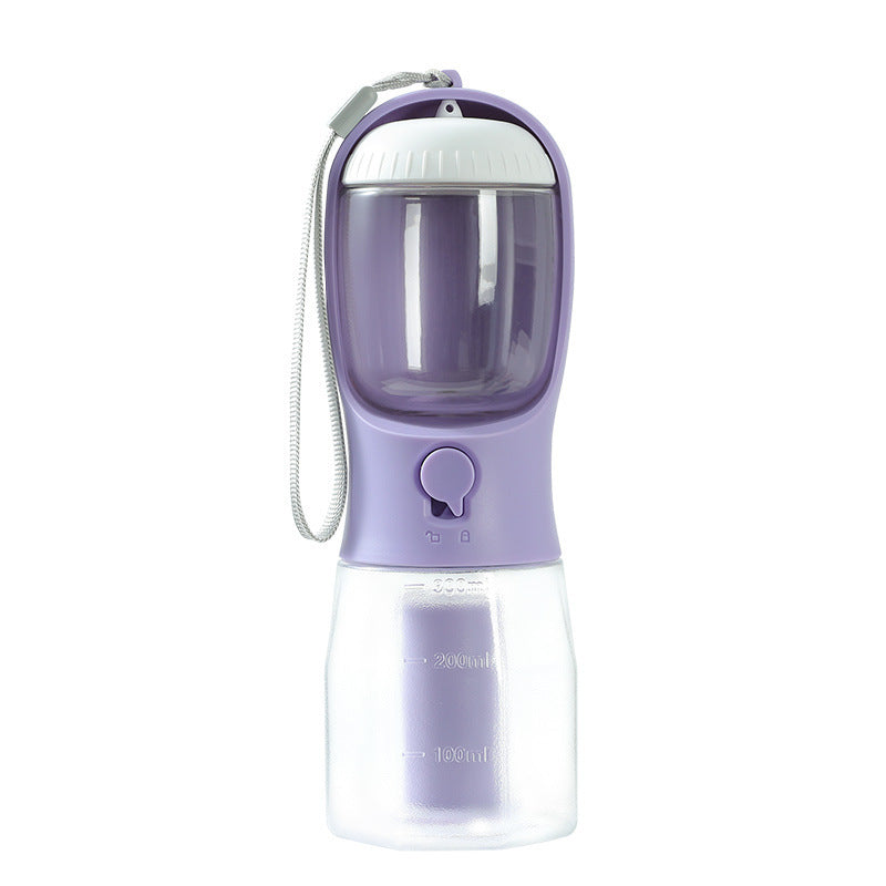 Petdom 3-in-1 Portable Pet Water Bottle with Food Container & Waste Bag Dispenser – For Dogs & Cats