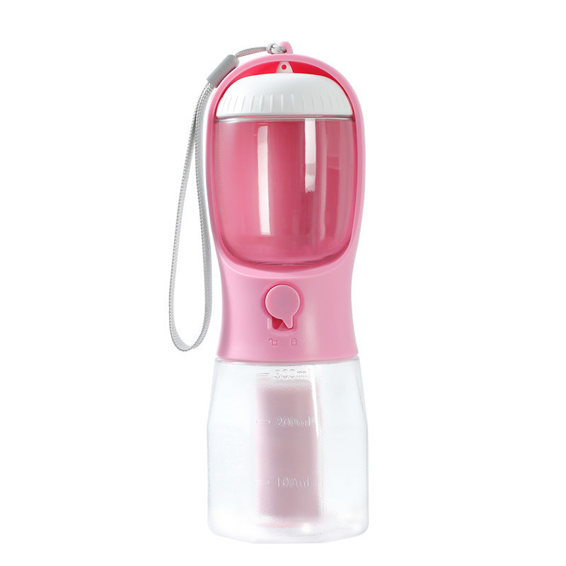 Petdom 3-in-1 Portable Pet Water Bottle with Food Container & Waste Bag Dispenser – For Dogs & Cats