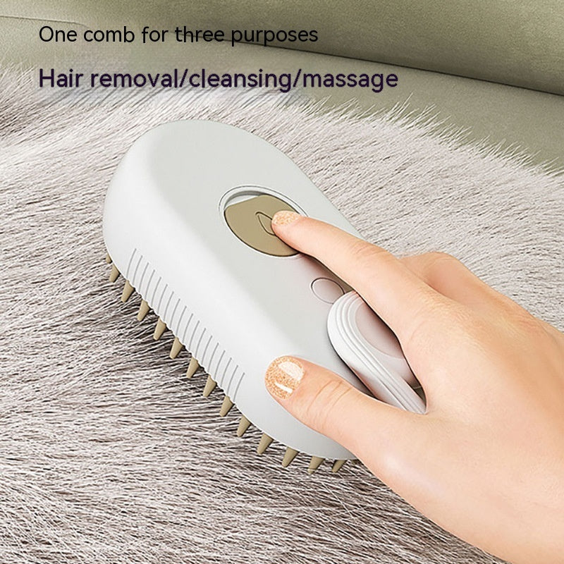 Petdom 3-in-1 Electric Steam Pet Brush – Groom, Detangle & Remove Pet Hair for Cats & Dogs