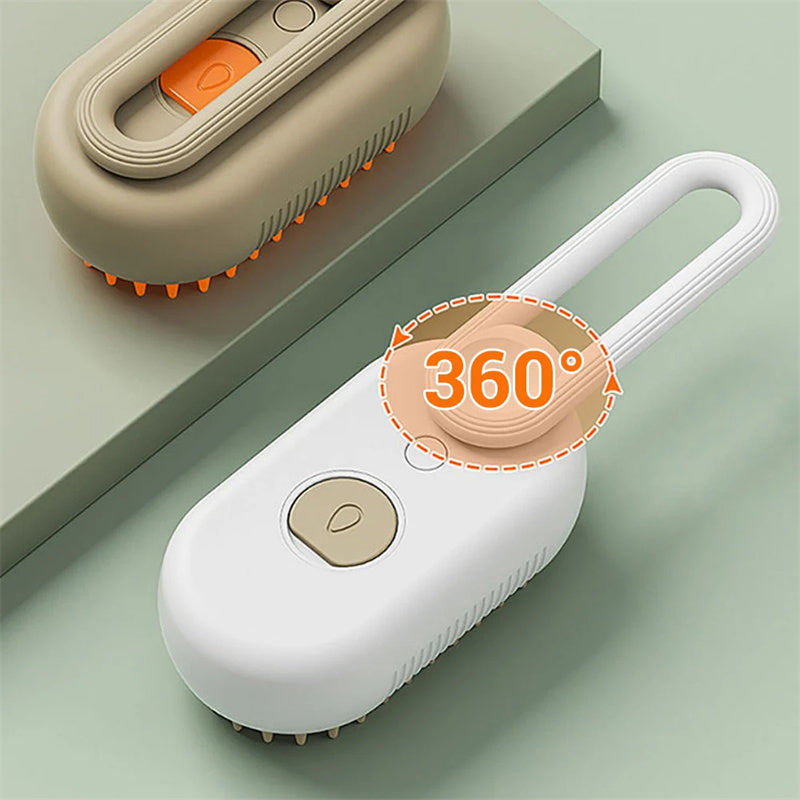 Petdom 3-in-1 Electric Steam Pet Brush – Groom, Detangle & Remove Pet Hair for Cats & Dogs