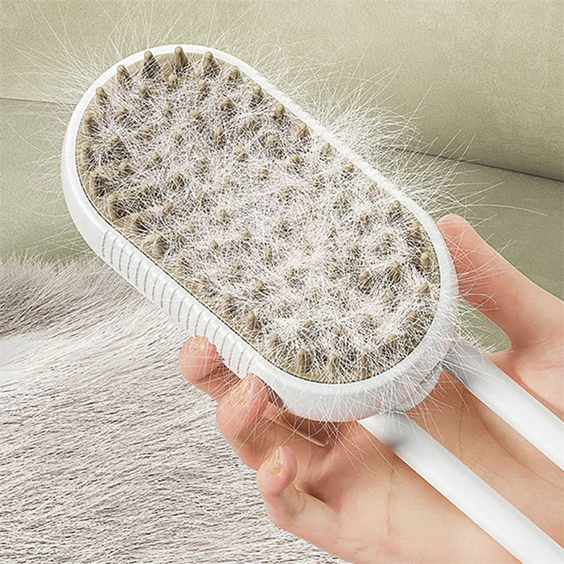 Petdom 3-in-1 Electric Steam Pet Brush – Groom, Detangle & Remove Pet Hair for Cats & Dogs